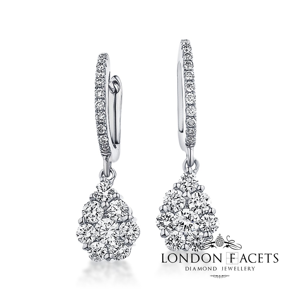 Desiree 18ct White Gold Diamond Drop Down Earrings And Click To Enlarge