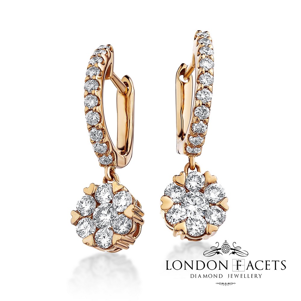 Quentin 18ct Rose Gold Diamond Drop Earrings And Gemstone Click To Enlarge
