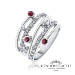 Jia Ruby 18ct White Gold Diamond Four Row Ring