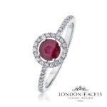 Aaryan Ruby 18ct White Gold Diamond Halo Ring