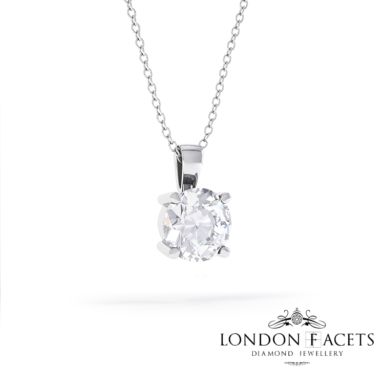 Lotus Blue Sapphire 18ct White Gold Diamond Necklace Diamond and