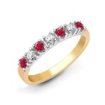 Radhas Ruby 9ct Yellow Gold Diamond Half Eternity Ring