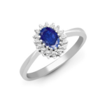 Mamas Blue Sapphire Diamond 9ct White Gold Cluster Ring