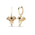 Elephant 9ct Yellow Gold Ruby Earrings
