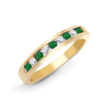 Varshs Emerald Diamond Channel Set 9ct Yellow Gold Half Eternity Ring