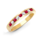 Varshs Ruby Diamond Channel Set 9ct Yellow Gold Half Eternity Ring
