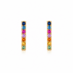 9ct Yellow Gold Rainbow Sapphire Bar Earrings