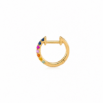 9ct Gold Rainbow Sapphire Hoop Earrings - Image 3