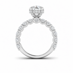 2.03ct lab-grown diamond platinum engagement ring with round centre stone and diamond-set shoulders