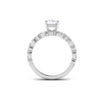 Side profile of 9ct white gold lab grown diamond ring with radiant centre stone