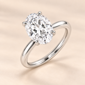 9ct white gold 2.07ct oval lab-grown diamond engagement ring, angled view