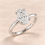 9ct white gold 1.59ct oval lab-grown diamond engagement ring, angled view