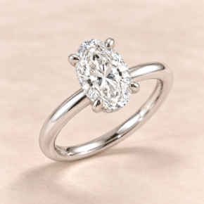 9ct white gold 1.59ct oval lab-grown diamond engagement ring, angled view