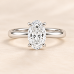9ct white gold 1.59ct oval lab-grown diamond engagement ring, front view