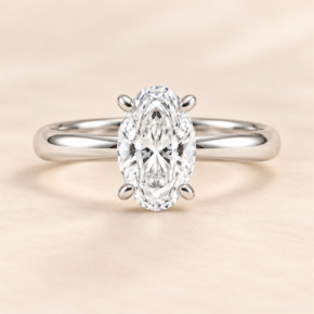 9ct white gold 1.59ct oval lab-grown diamond engagement ring, front view