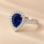 9ct White Gold 2.67ct Lab-Grown Blue Sapphire & Diamond Halo Ring - Image 2
