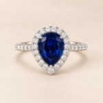 9ct White Gold 2.67ct Lab-Grown Blue Sapphire & Diamond Halo Ring