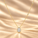 9ct Yellow Gold 1.37ct Pear Lab-Grown Diamond Halo Necklace - Image 2