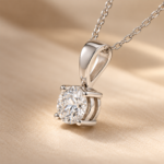 9ct white gold 0.50ct lab-grown diamond solitaire pendant and chain, angled view