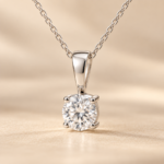 9ct white gold 0.50ct lab-grown diamond solitaire pendant and chain, front view