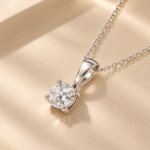9ct white gold 0.50ct lab-grown diamond solitaire pendant and chain, laid-down detail