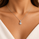 9ct white gold 0.50ct lab-grown diamond solitaire pendant worn on an 18 inch chain
